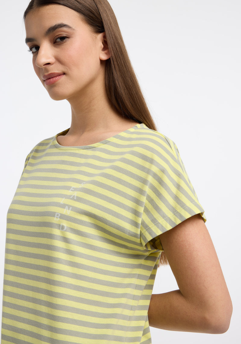 Elbsand T-Shirt Selma citron/khaki stripes