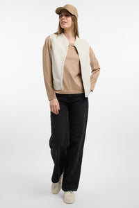 Elbsand Weste Nisa sea pearl, beige, Teddy, Plüsch, Reißverschluss,  Stehkragen