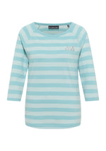 Elbsand Shirt Celin Stripes cameo/blue fog, gestreift, 3/4 Arm, hellblau, türkis, Damen