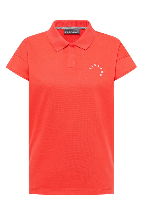 Elbsand Poloshirt Torva grenadine, orange-rot, Kragen, kurzärmlig