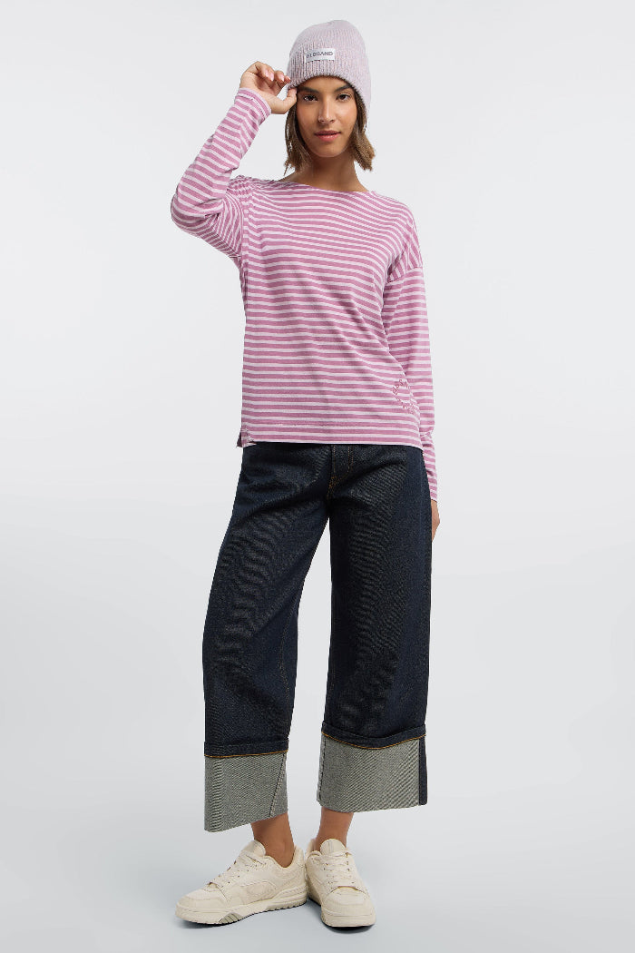 Elbsand Longsleeve Tooske gestreift mauve/pink chalk, pink, weiß, Streifen, Langarmshirt, Rundhalsausschnitt