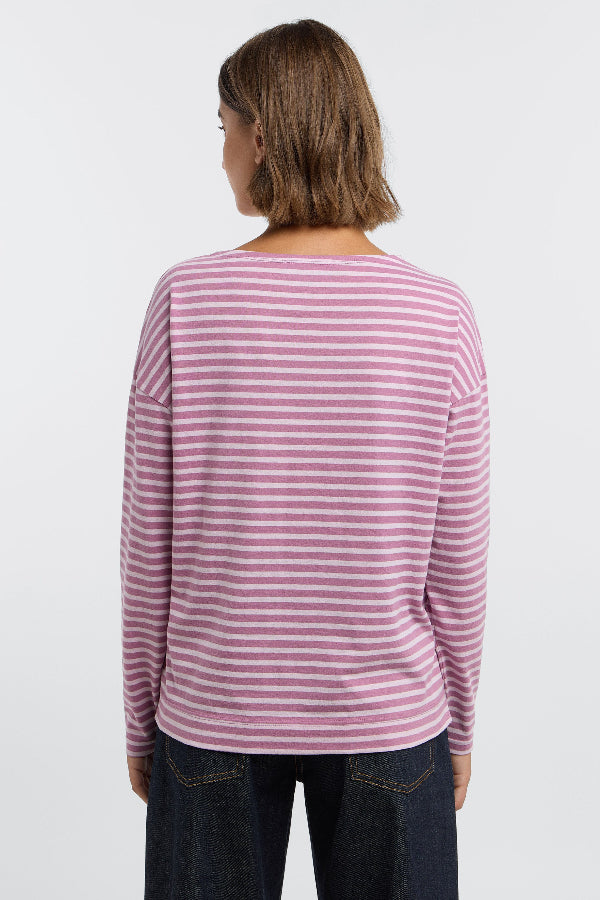 Elbsand Longsleeve Tooske gestreift mauve/pink chalk
