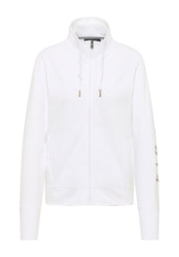Elbsand Sweatjacke Entje, bright white, weiß, ohne Kapuze, Reißverschluss, Kordelzug