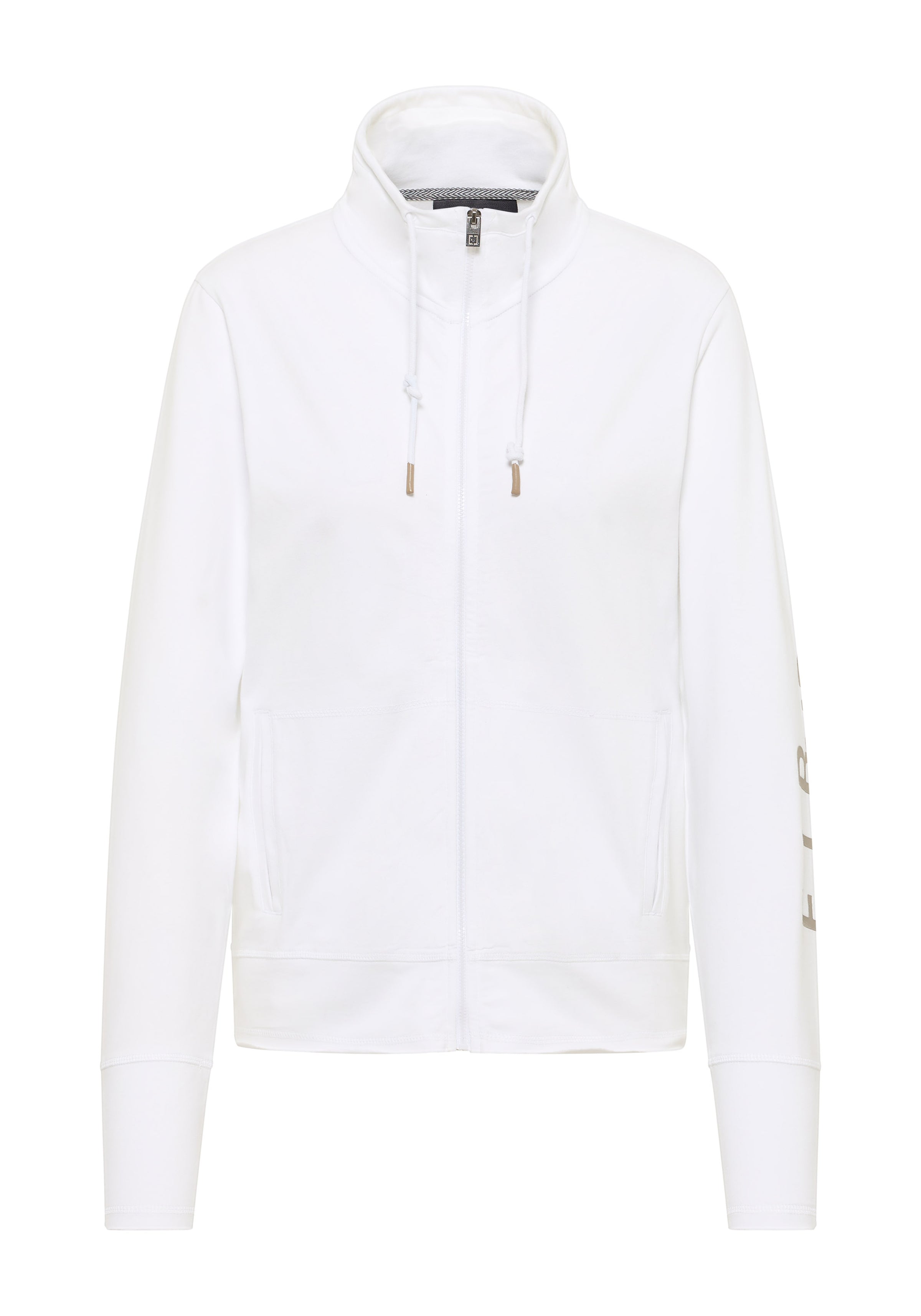 Elbsand Sweatjacke Entje, bright white, weiß, ohne Kapuze, Reißverschluss, Kordelzug