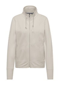 Elbsand Sweatjacke Entje, soft mud, unifarben, ohne Kapuze, Reißverschluss, Kordelzug