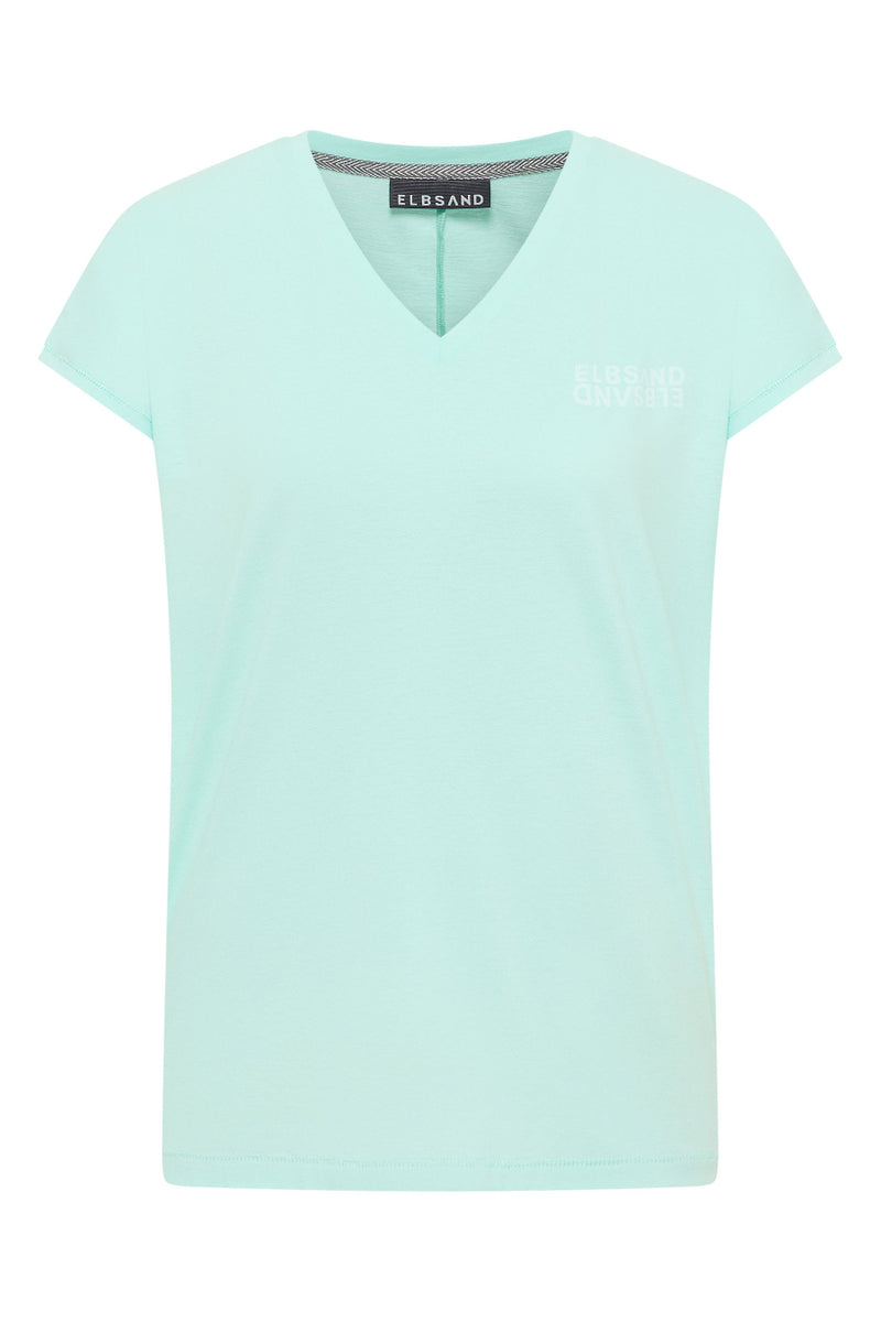 Elbsand T-Shirt Pajuk ocean view melange, türkis, unifarben, kurzärmlig, V-Ausschnitt