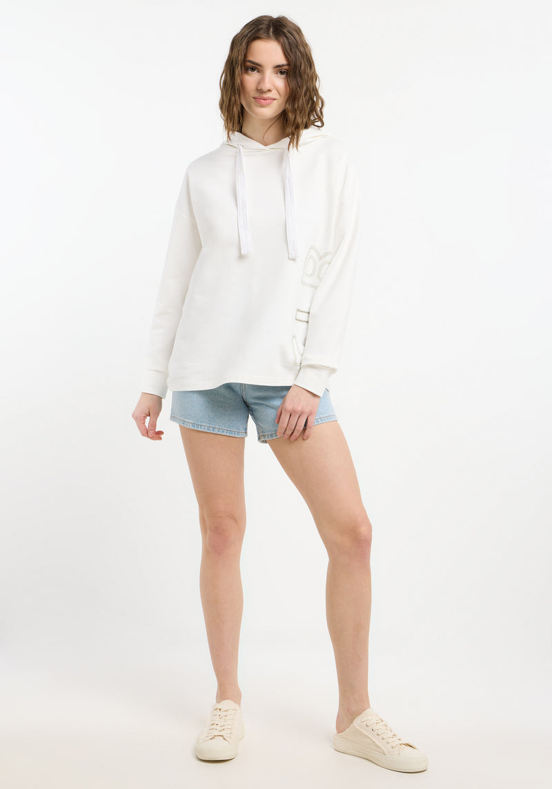 Elbsand Hoodie Elna, bright white, relaxed fit, Kapuze, Kordelzug, Bündchen