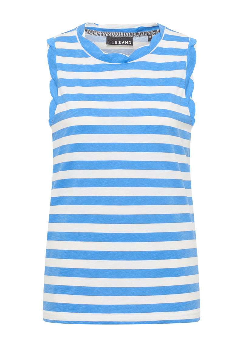 Elbsand Tanktop Meevis, summer sea/cloud white, gestreift, Blockstreifen, blau-weiß