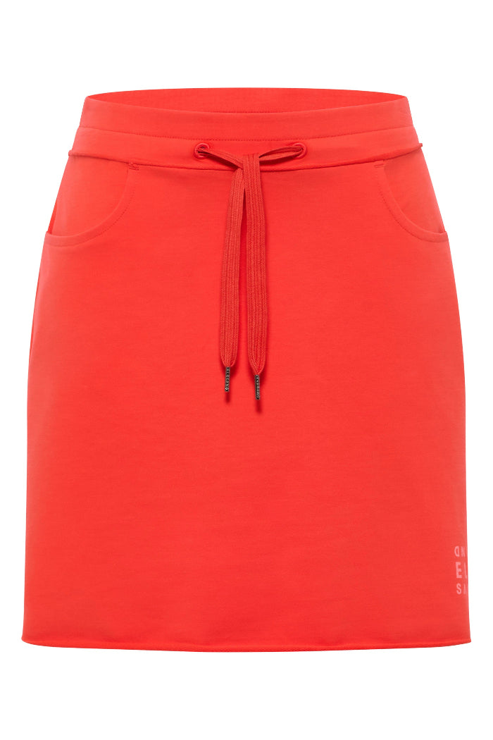 Elbsand Sweatrock Mara grenadine, orange-rot, Minirock, Gummibund, Kordelzug