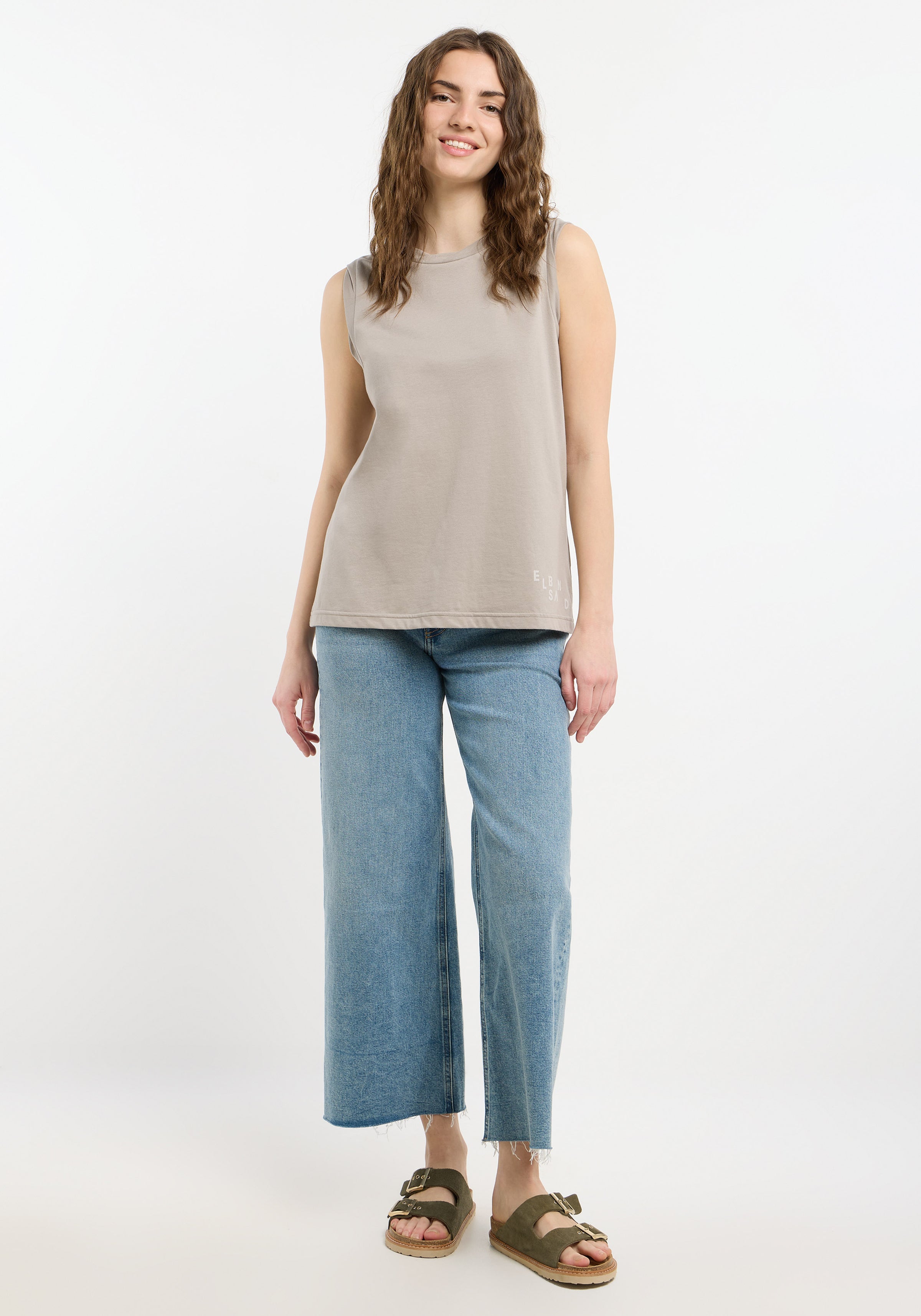 Elbsand Tanktop Meevia, soft mud, unifarben, regular fit