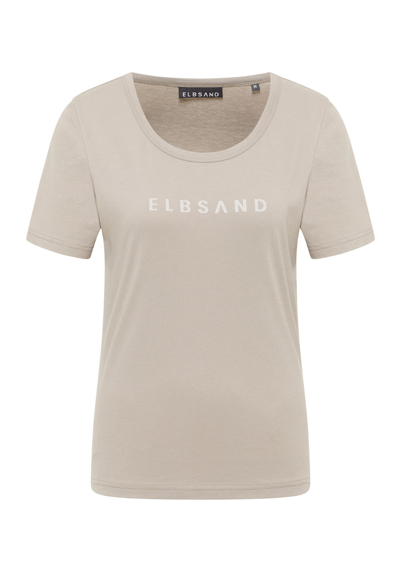 Elbsand T-Shirt Loralie, soft mud, beige, unifarben, kurzärmlig