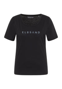 Elbsand T-Shirt Loralie, quarz, kurzärmlig, Rundhalsausschnitt, Schriftzug, vorne