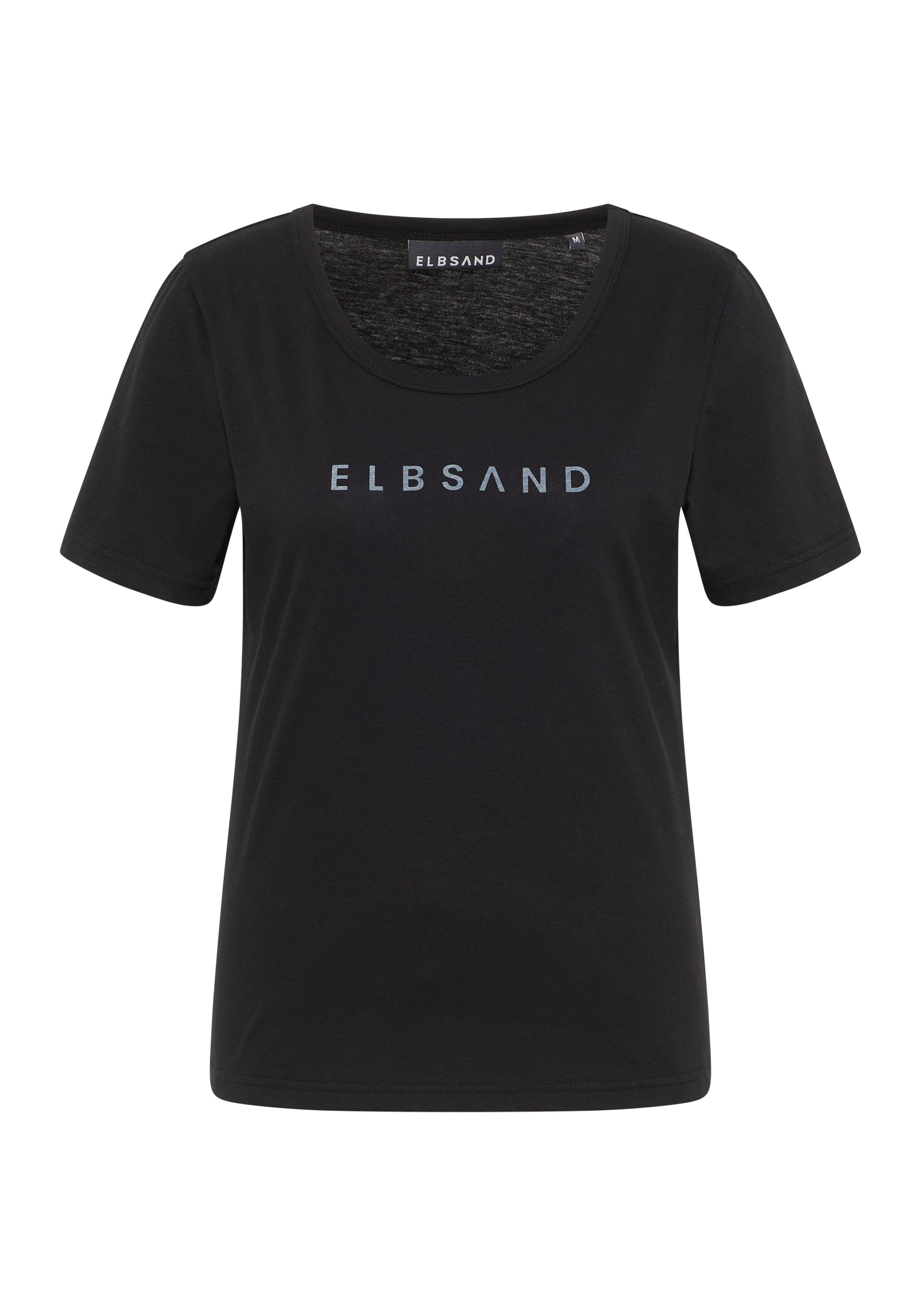 Elbsand T-Shirt Loralie, quarz, kurzärmlig, Rundhalsausschnitt, Schriftzug, vorne