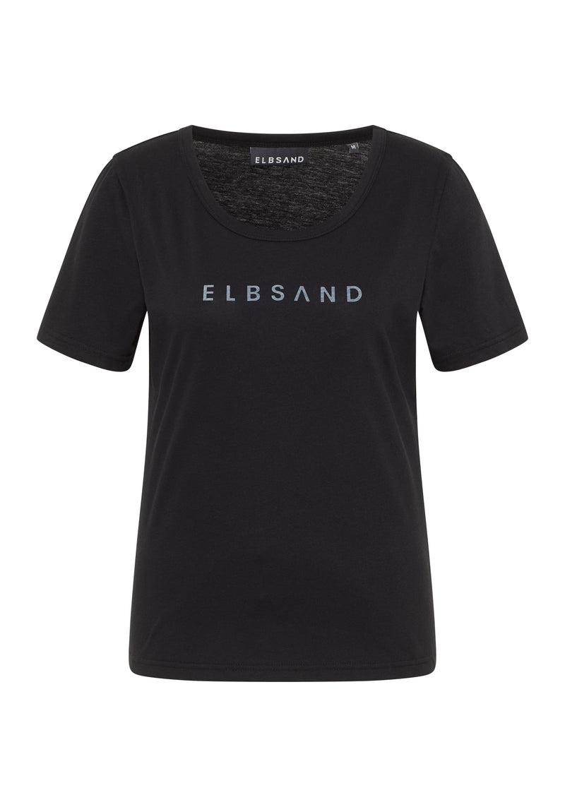 Elbsand T-Shirt Loralie, quarz, kurzärmlig, Rundhalsausschnitt, Schriftzug, vorne
