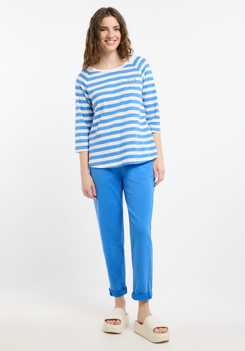 Elbsand T-Shirt Celina, gestreift, blau/weiß, relaxed fit, 3/4 Ärmel