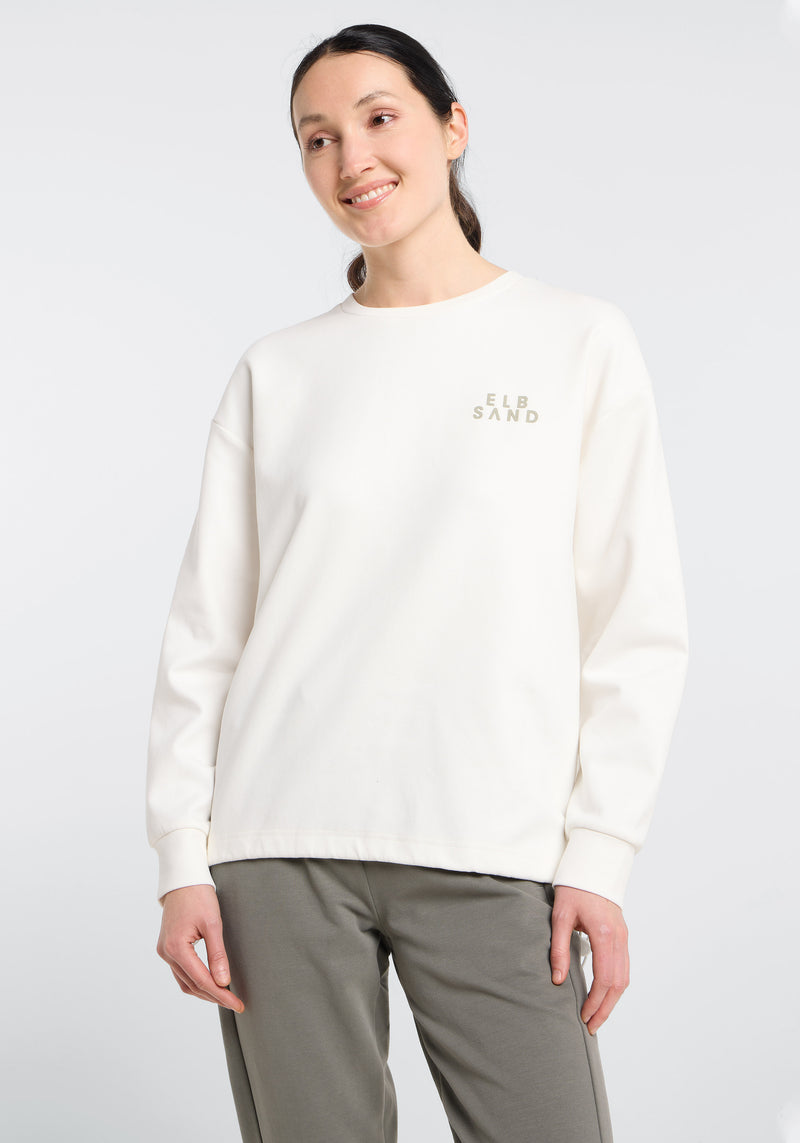 Elbsand Sweatshirt Caris cloud white/pale fern, Sweater, Pullover, Damen, creme, off-white