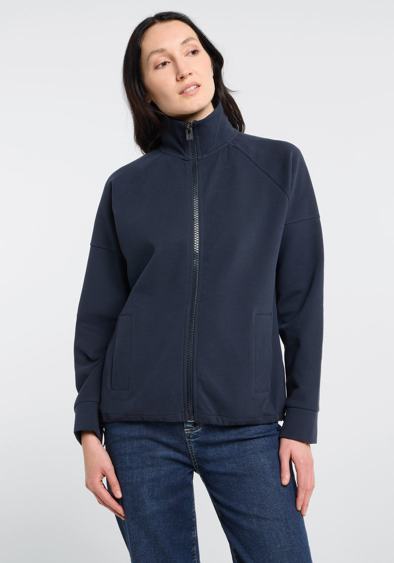 Elbsand Sweatjacke Iona coldwater, dunkelblau, Stehkragen, Reißverschluss, Kordelzug, Damen