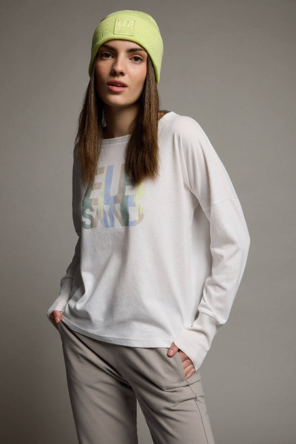 Elbsand Longsleeve Ilda cloud white/multicolor, Langarmshirt, bunter Schriftzug