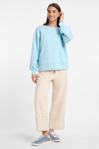 Elbsand Sweatshirt Geske wave blue, hellblau, unifarben, Ärmel, Falten