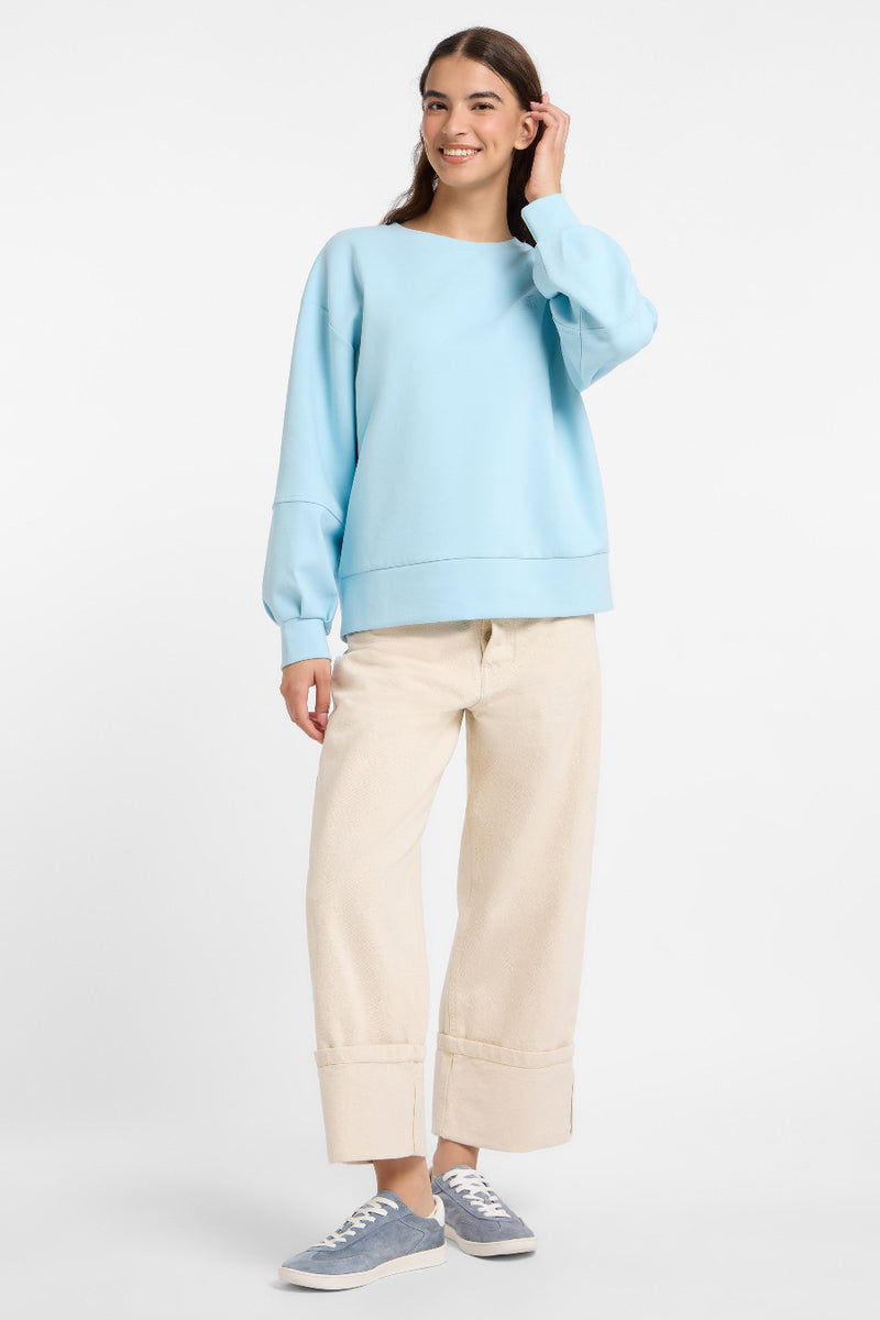 Elbsand Sweatshirt Geske wave blue, hellblau, unifarben, Ärmel, Falten