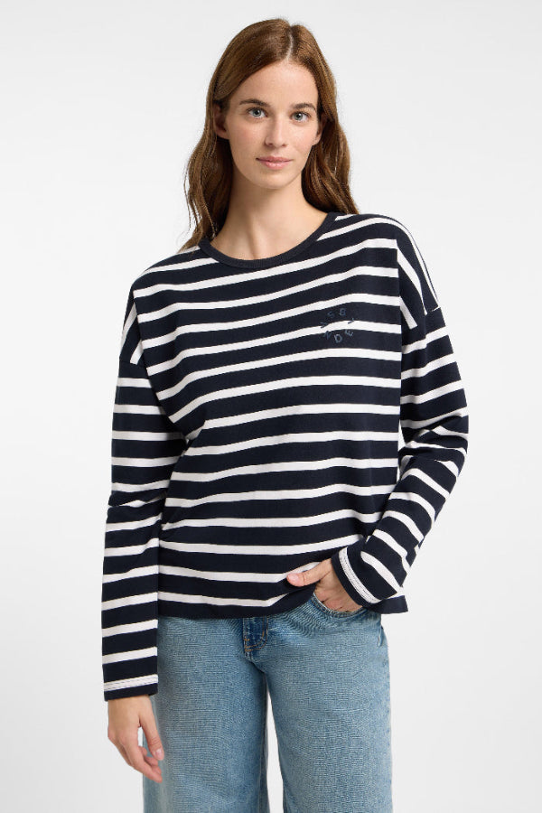 Elbsand Sweatshirt Elva coldwater/cloud white, blau-weiß, Ringelshirt, Pulli