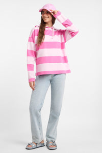 Elbsand Hoodie Eydis gestreift magenta sky/soft rose, pink/rosa, Kapuzenpulli