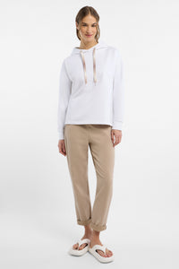 Elbsand Hoodie Ela bright white, weiß, Kapuze, Kordelzug