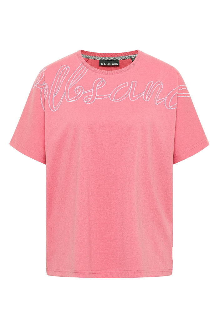Elbsand T-Shirt Zanna vintage rose, rosa, pink, Schreibschrift, kurzärmlig, Rundhalsausschnitt