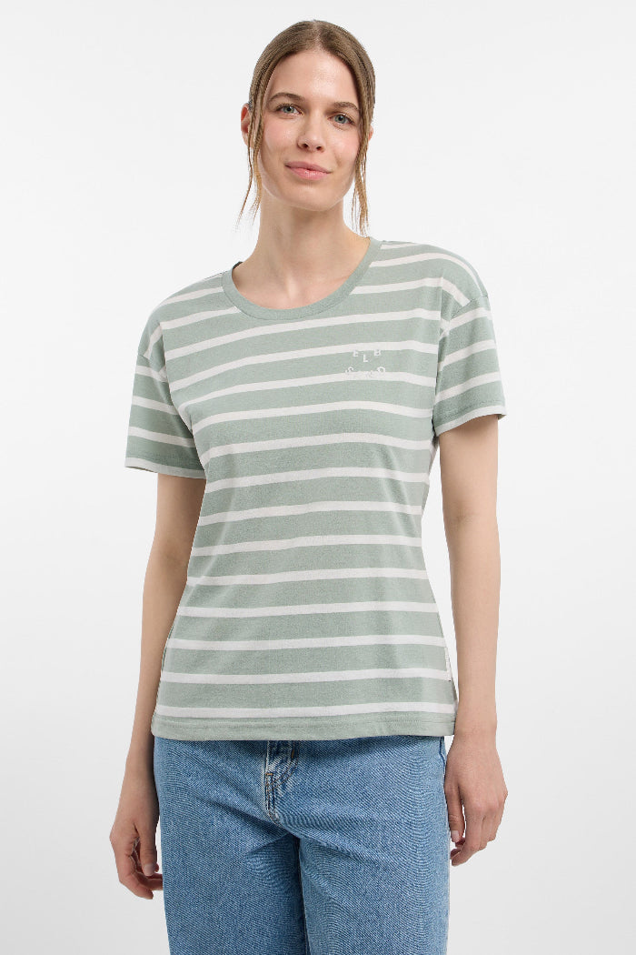 Elbsand T-Shirt Uumi gestreift silt green/cloud white