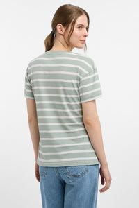 Elbsand T-Shirt Uumi gestreift silt green/cloud white