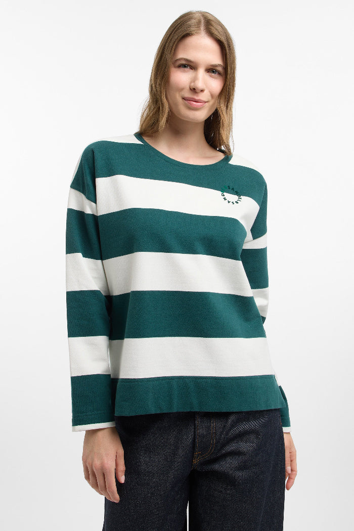 Elbsand Sweatshirt Hilma gestreift dark ivy/cloud white