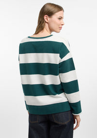 Elbsand Sweatshirt Hilma gestreift dark ivy/cloud white