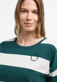 Elbsand Sweatshirt Hilma gestreift dark ivy/cloud white
