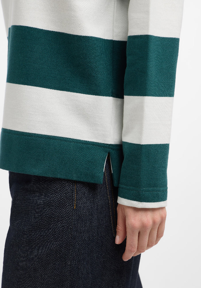 Elbsand Sweatshirt Hilma gestreift dark ivy/cloud white