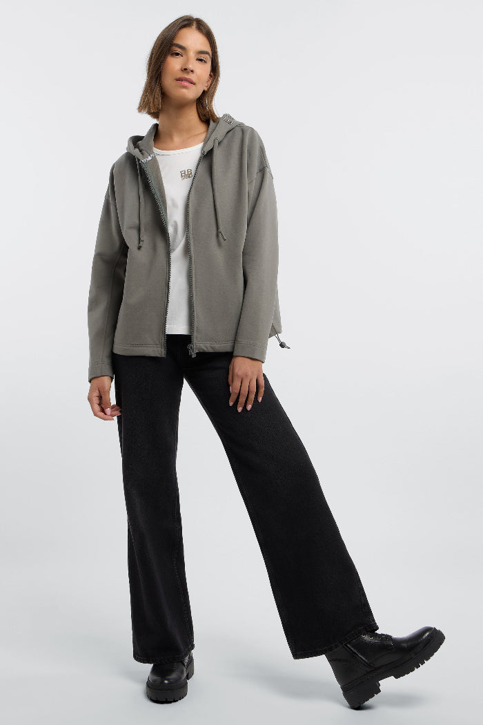 Elbsand Sweatjacke Sirpa dark slate, khaki, unifarben, Jacke, Kapuze, Reißverschluss