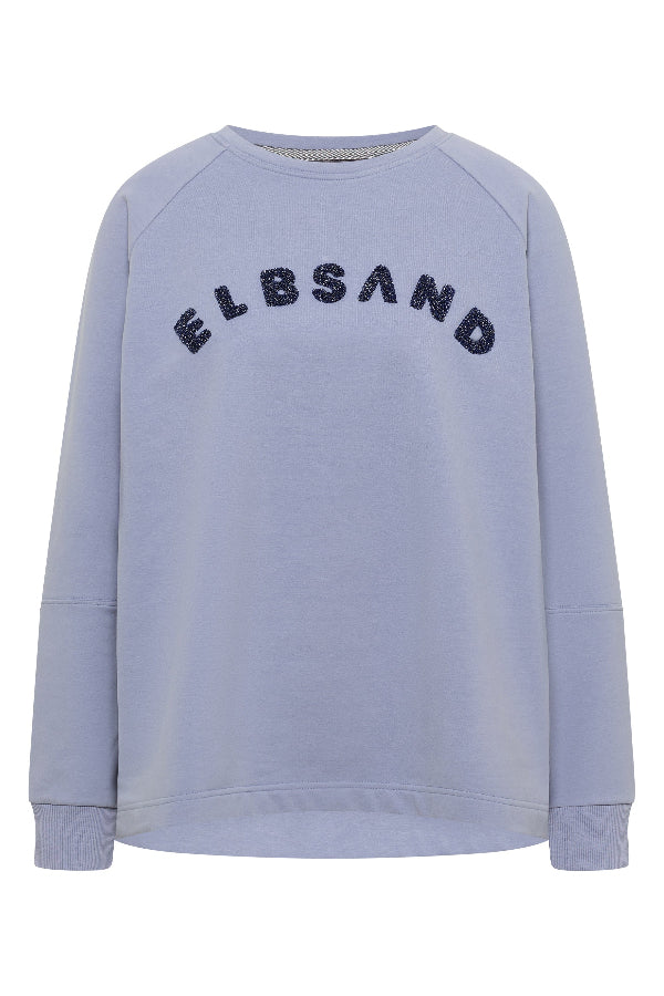 Elbsand Sweatshirt Zuza sky haze, lila, lieder, Schriftzug glitzernd, Rundhalsausschnitt, Raglanärmel, Sweater, Pulli