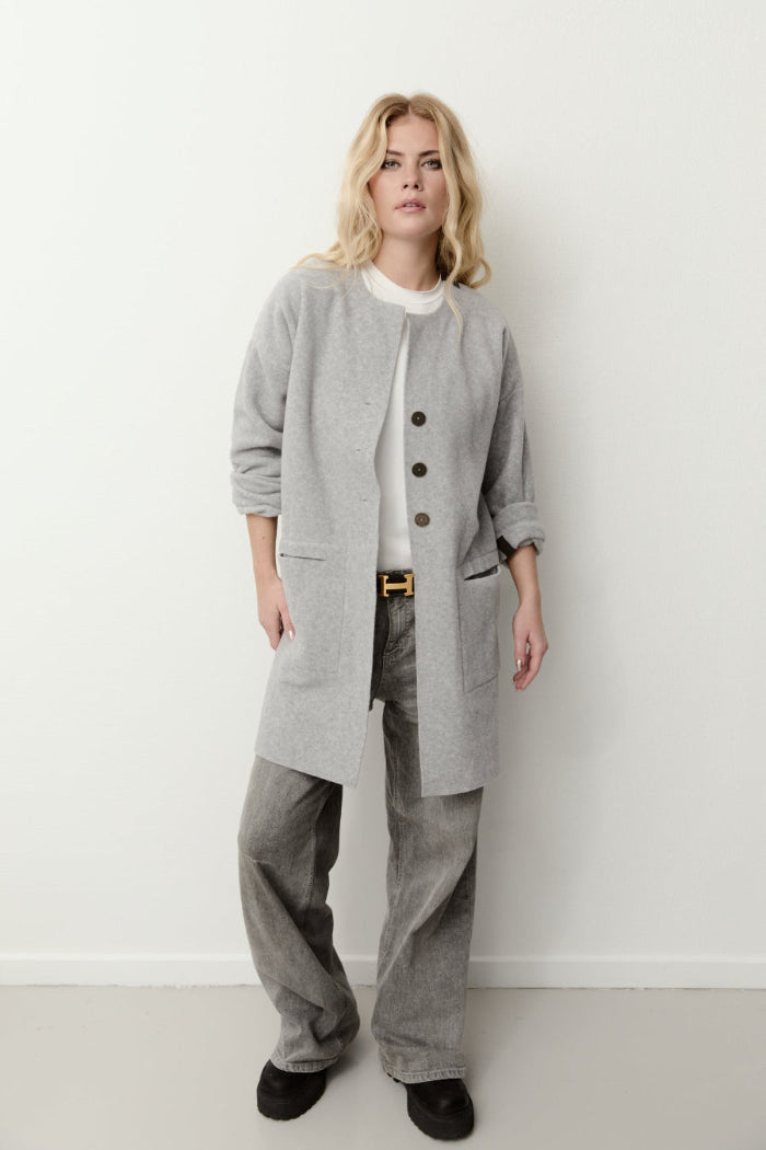 Henriette Steffensen Fleecemantel/Cardigan grey, grau, unifarben, Fleece