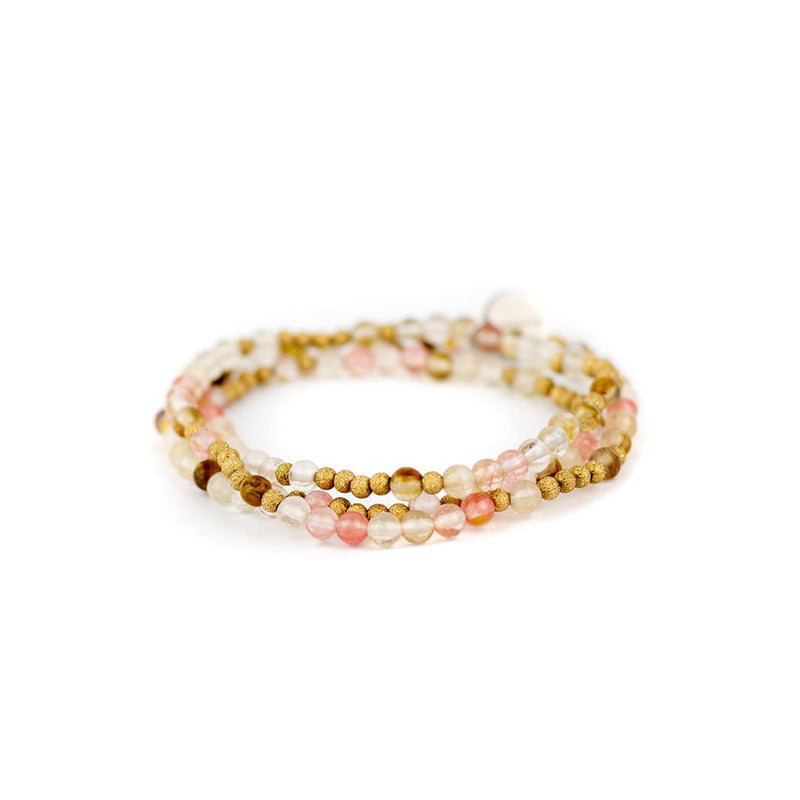 Inrosa Armband Yael rosa/braun/gold/transparent, dreifach