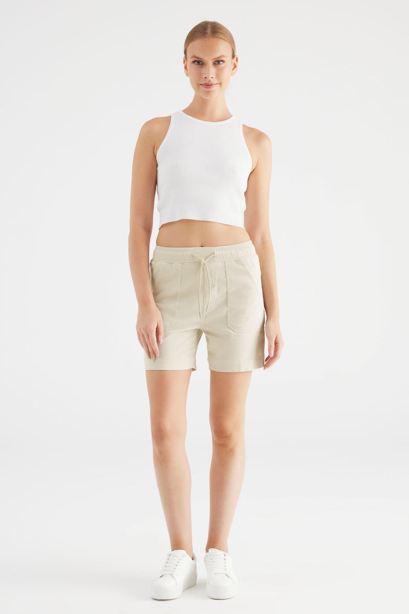 Cup of Joe Shorts Agnes beige, mid waist, Gummibund, Kordelzug