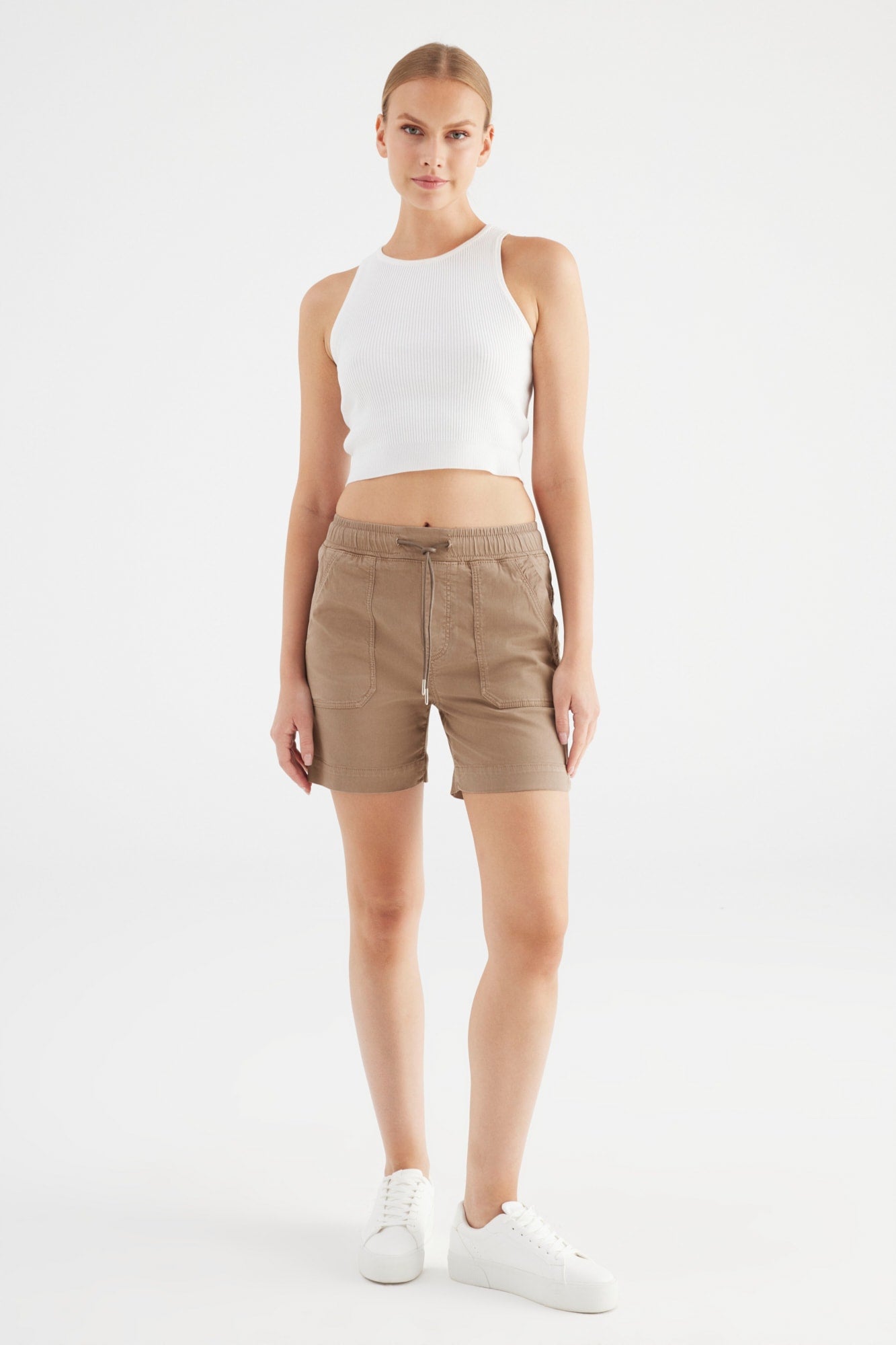 Cup of Joe Shorts Agnes moon rock, regular fit, mid waist