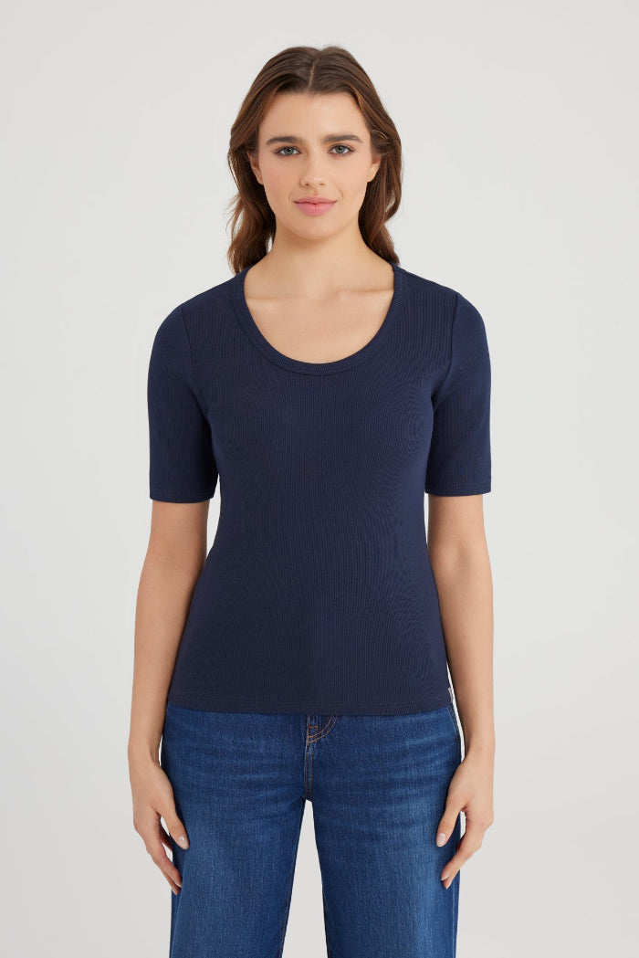 Cup of Joe T-shirt Alina navy, blau, dunkelblau, kurzärmlig, Rundhalsausschnitt