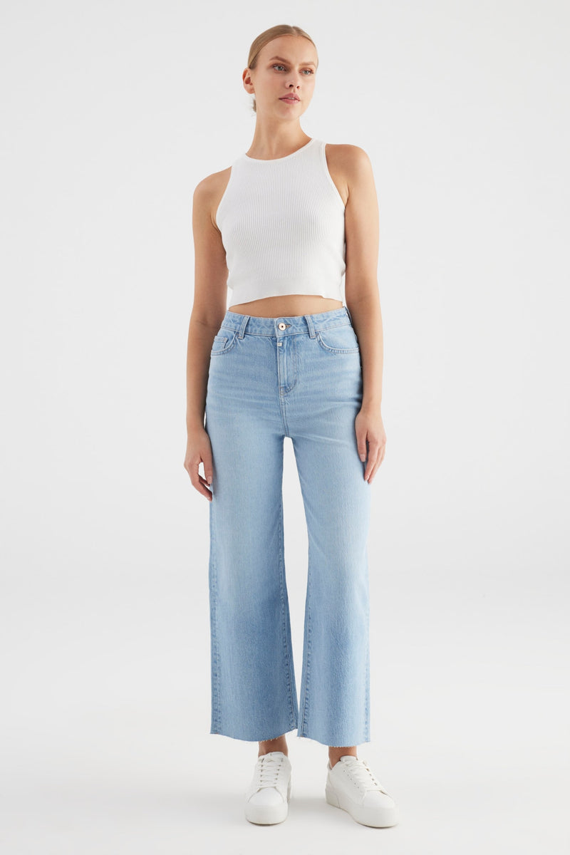 Cup of Joe Jeans Aura light blue, wide fit, high waist, verkürzte Länge (ankle length)