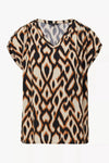 Comma Kurzarm-Bluse grau/schwarz