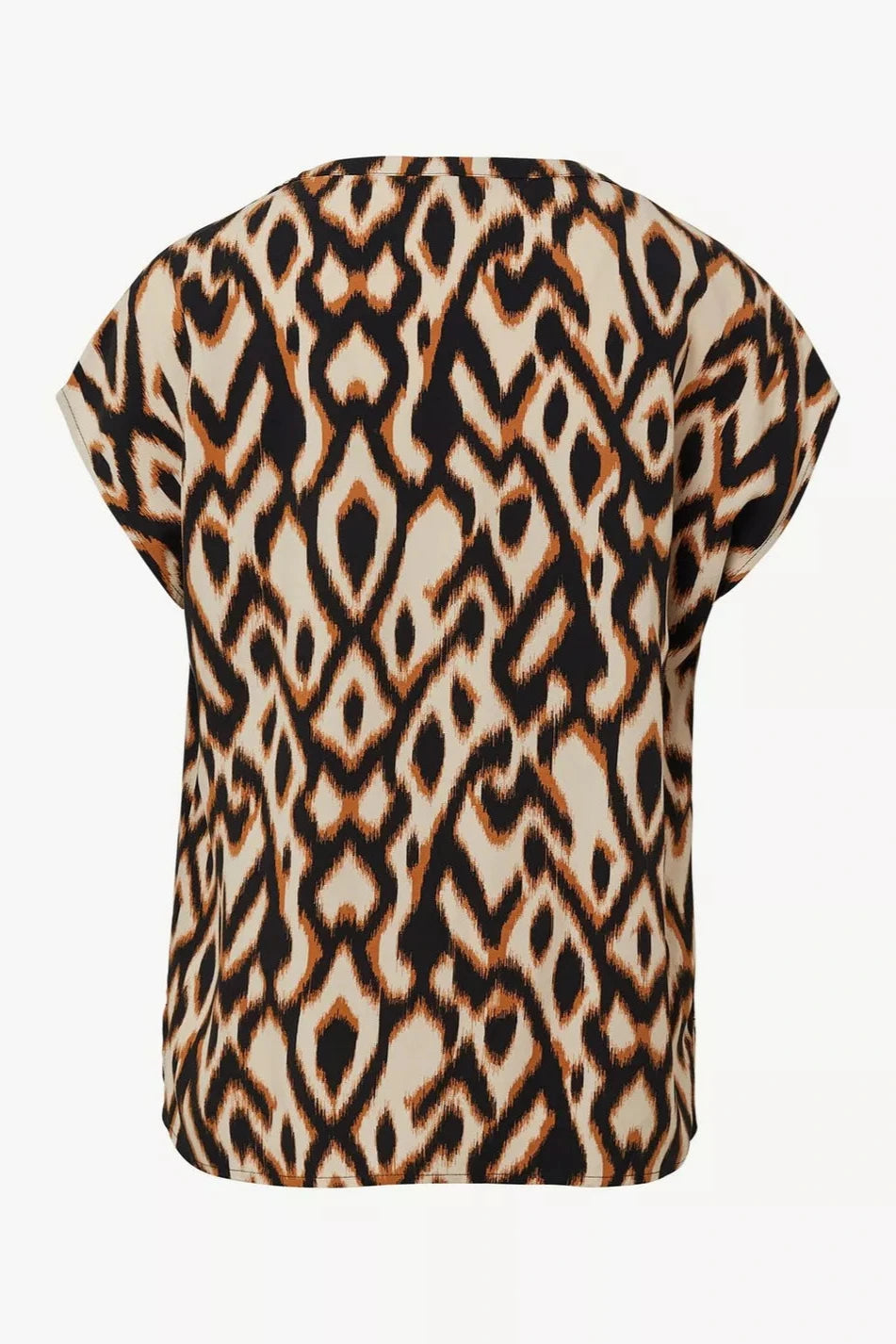 Comma Kurzarm-Bluse grau/schwarz