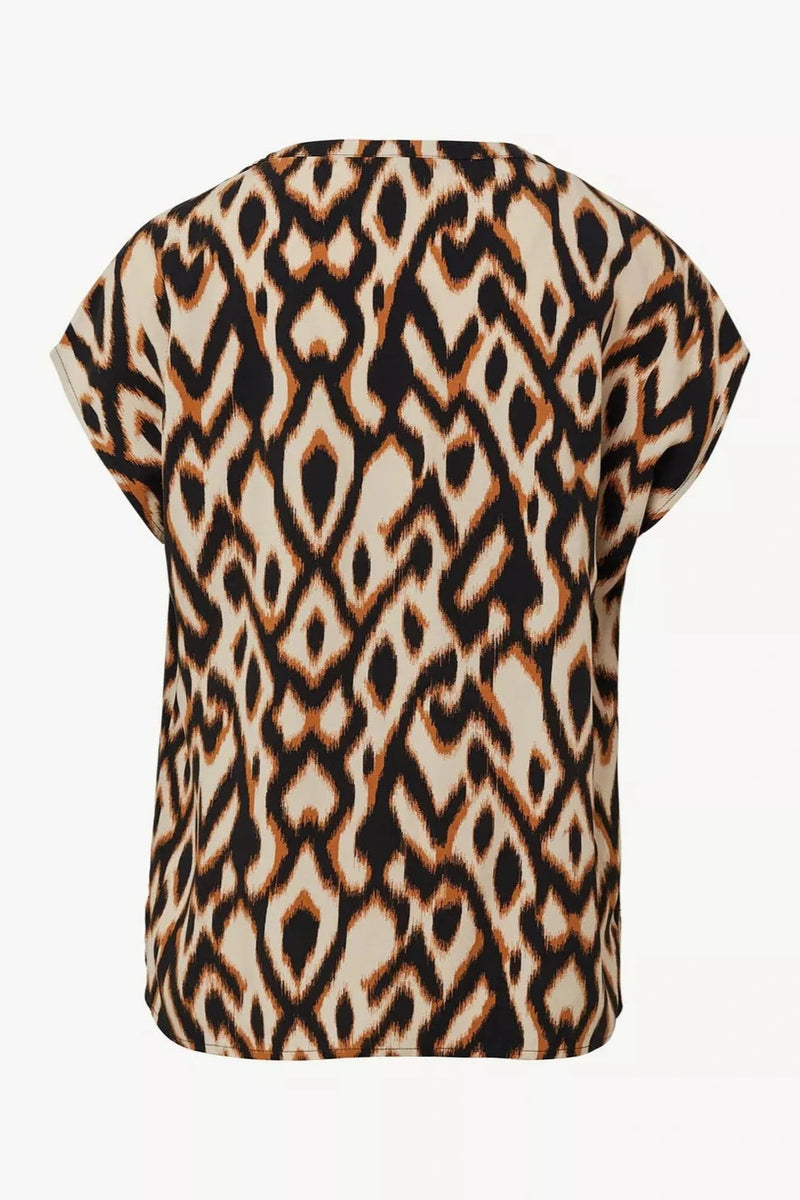 Comma Kurzarm-Bluse grau/schwarz