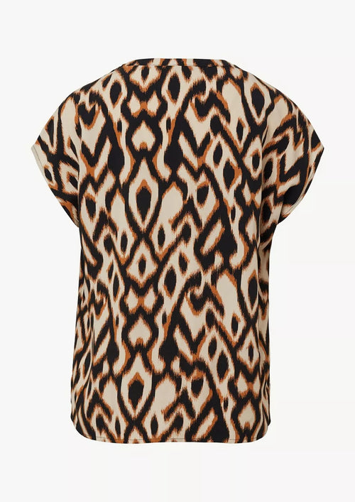 Comma Kurzarm-Bluse grau/schwarz