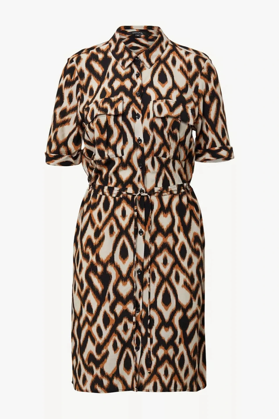 Comma Hemdblusenkleid grau/schwarz