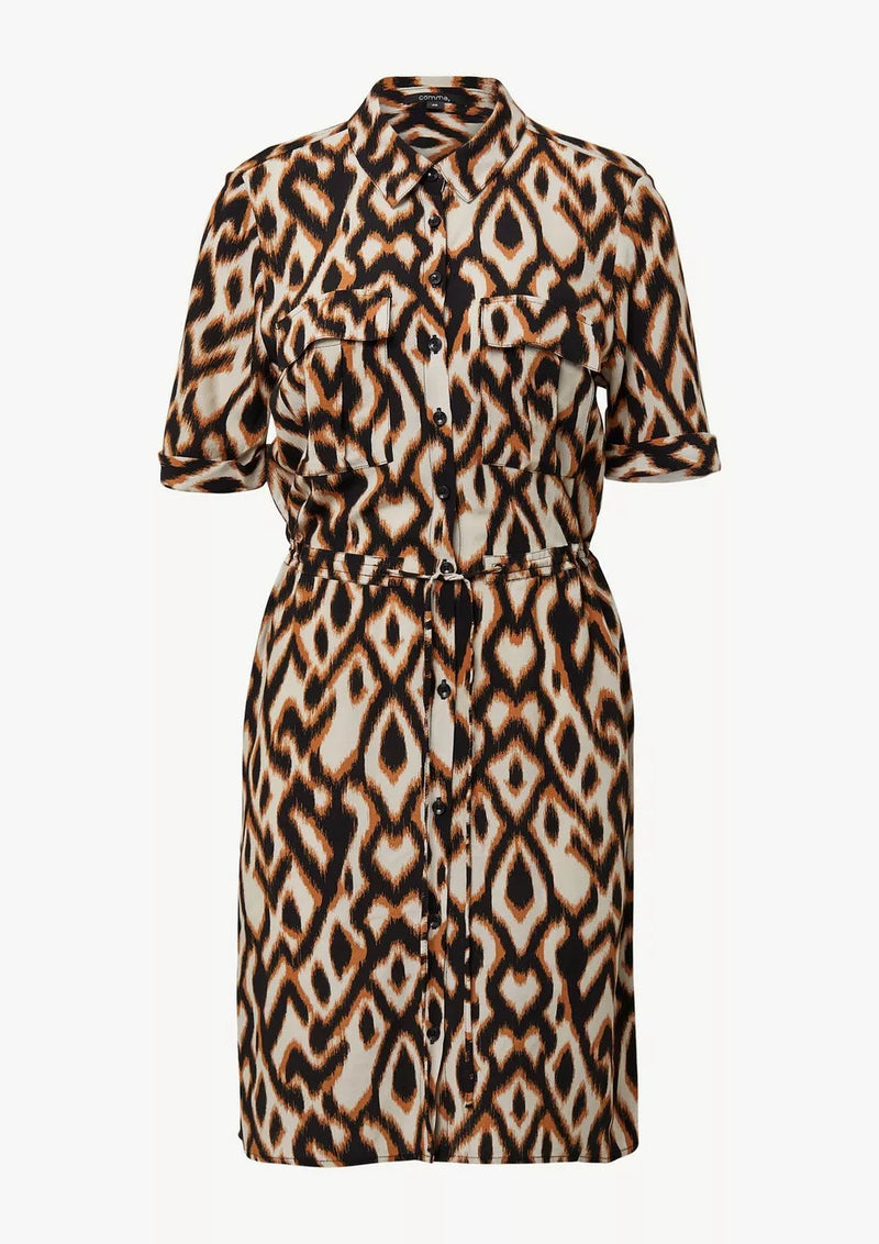 Comma Hemdblusenkleid grau/schwarz