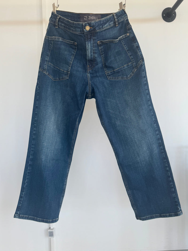 Zhrill Jeans Yve, blue, mittlere Waschung, aufgesetzte Taschen, high waist