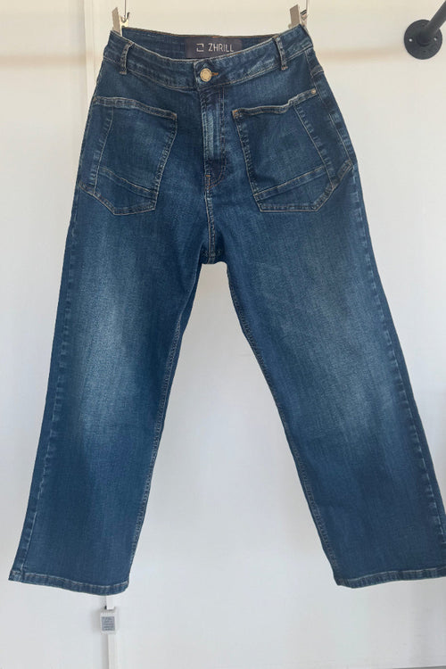 Zhrill Jeans Yve, blue, mittlere Waschung, aufgesetzte Taschen, high waist
